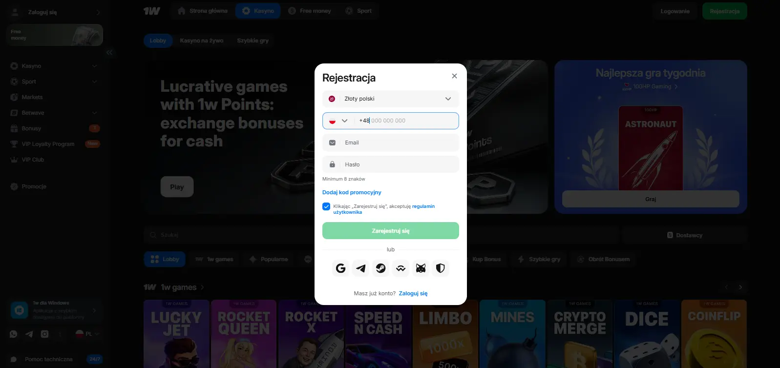 Rejestracja w 1Win Casino: konto gotowe w kilka minut